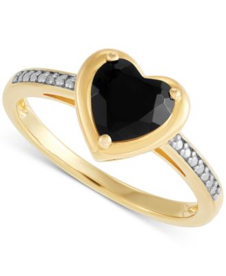 Macy's - Onyx (1-1/3 ct. t.w.) & Diamond Accent Ring in 14k Gold Over Sterling Silver