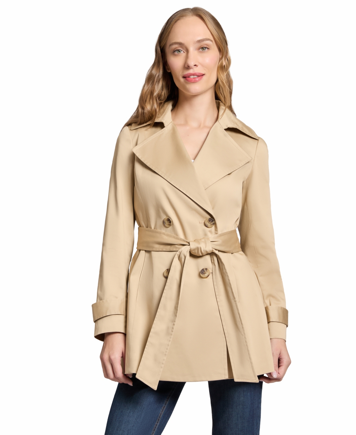 Women's Trench Double Breasted Collared Coat - Jones Khaki