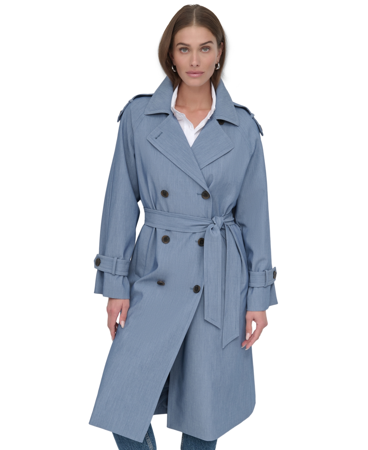 DKNY WOMEN'S BELTED DOUBLE-BREASTED TRENCH COAT 