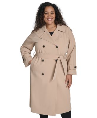 DKNY Plus Size Belted Double-Breasted Trench Coat - Macy's
