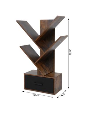 4 Tier Tree Bookshelf with Storage Drawer