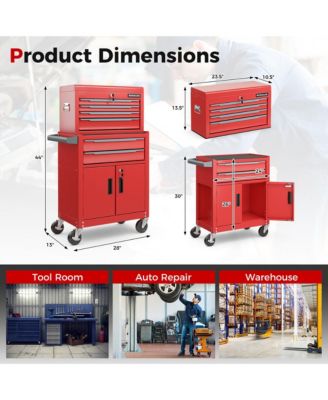 2 in 1 Rolling Cabinet Storage Organizer Chest Box Garage 6 Drawer Toolbox