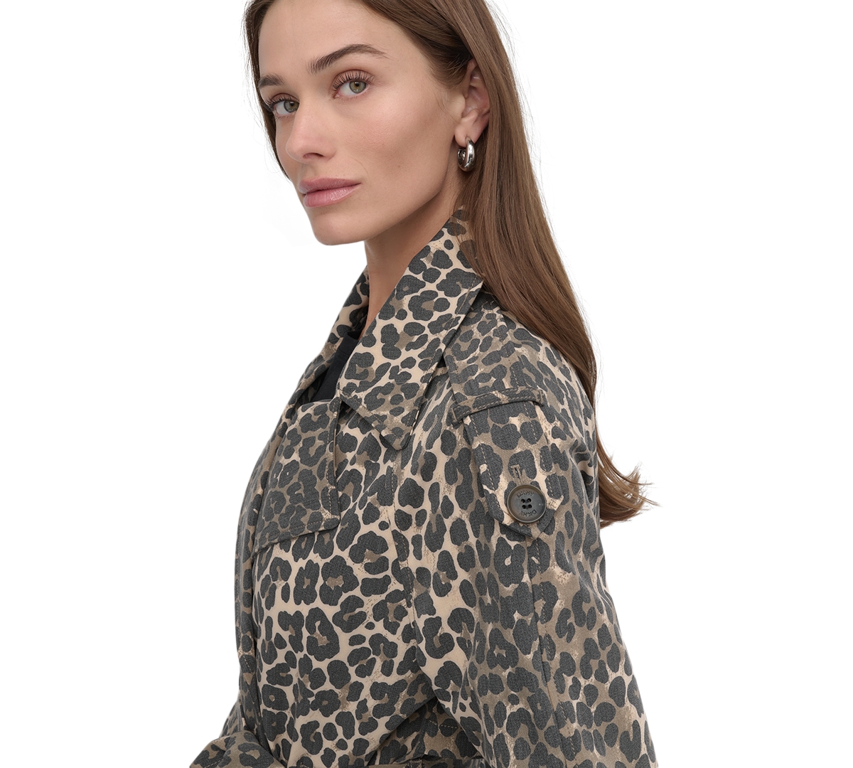 DKNY WOMEN'S SHORT BELTED DOUBLE-BREASTED TRENCH COAT 