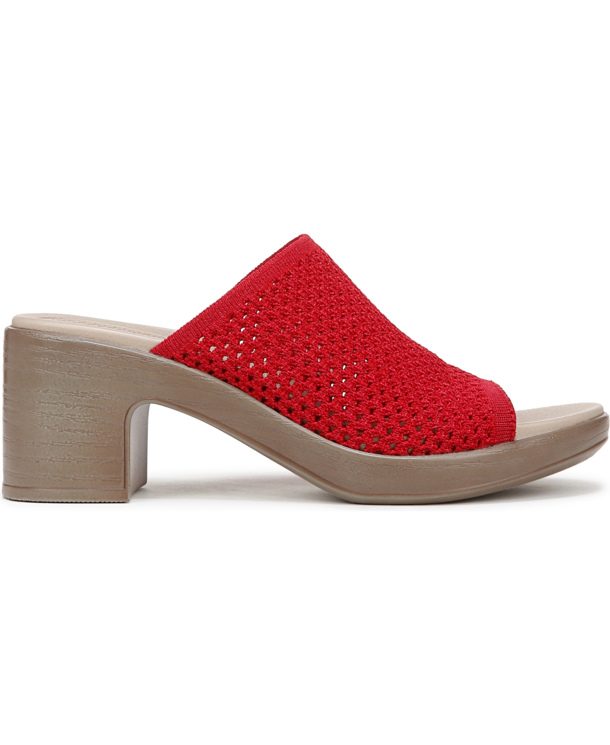 Bzees Ella Block Heel Sandal In Fire Red Fabric