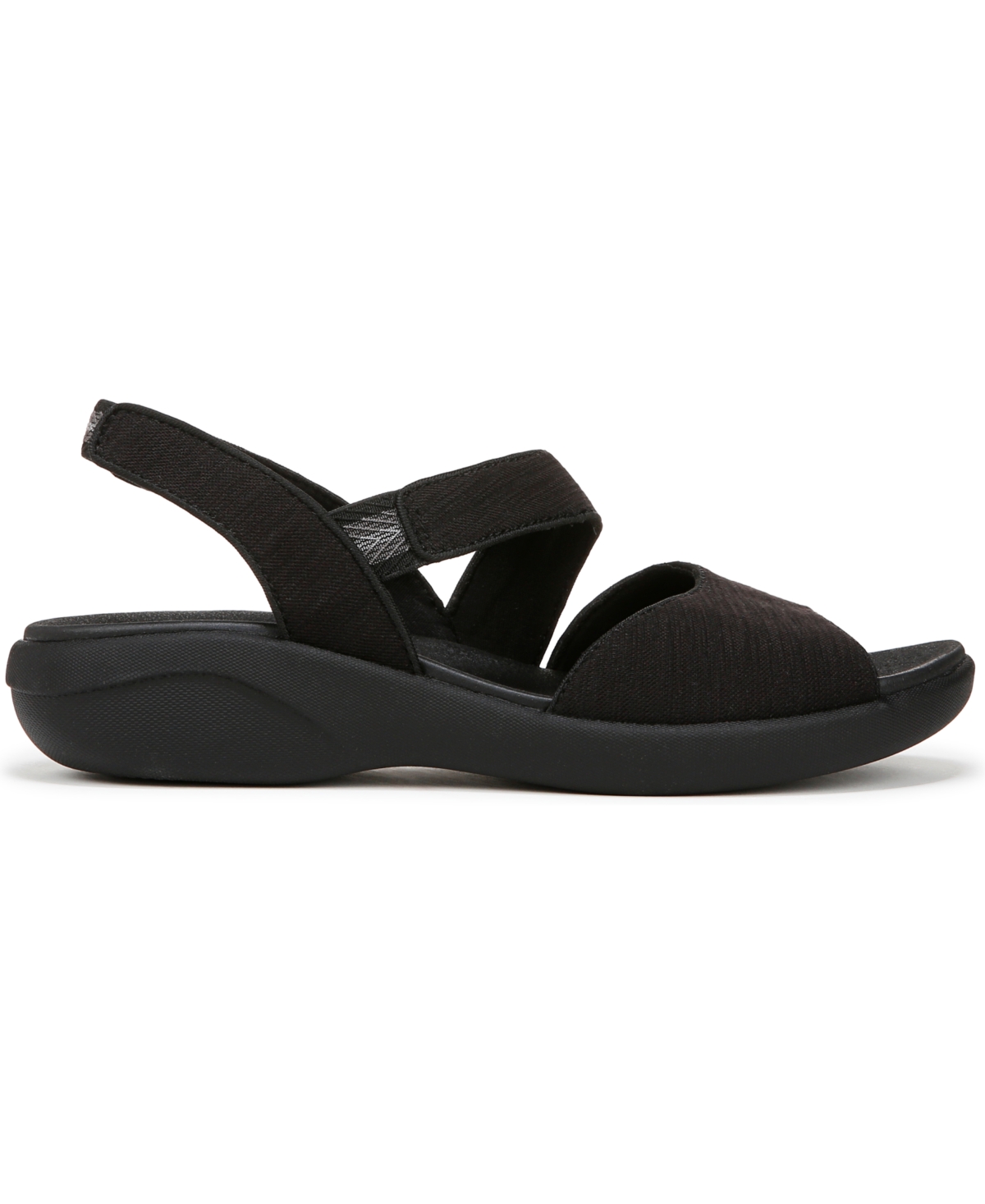 Bzees Women's Cheerful Washable Peep Toe Slingback Sandals In Black Waxy Fabric