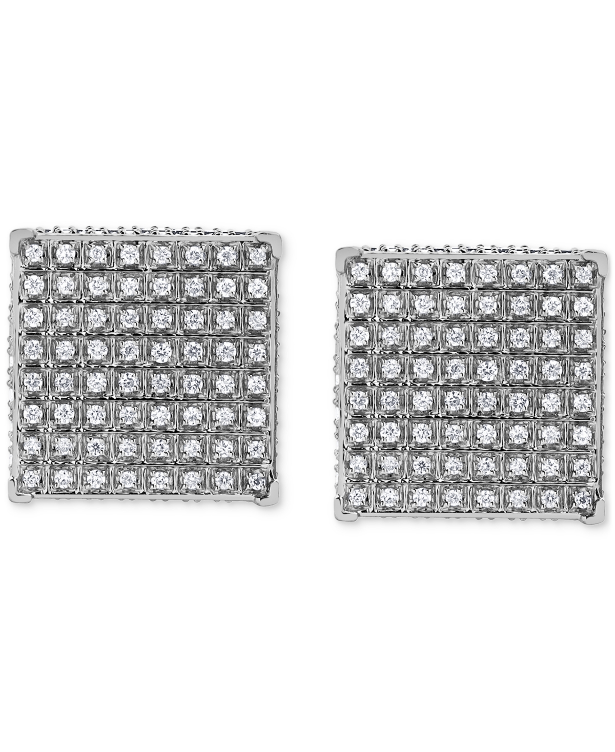 Macy's Diamond Pave Square Stud Earrings (5/8 Ct. T.w.) In 14k White Gold In White Gold
