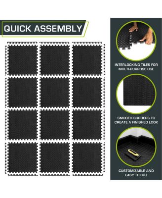 Exercise Puzzle Mat 1/2-in, Blue, 48 Sq Ft - 12 Tiles