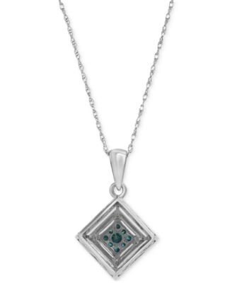 Blue Diamond (1/5 ct. t.w.) & White Diamond (1/3 ct. t.w.) 18" Pendant Necklace in 10k White Gold