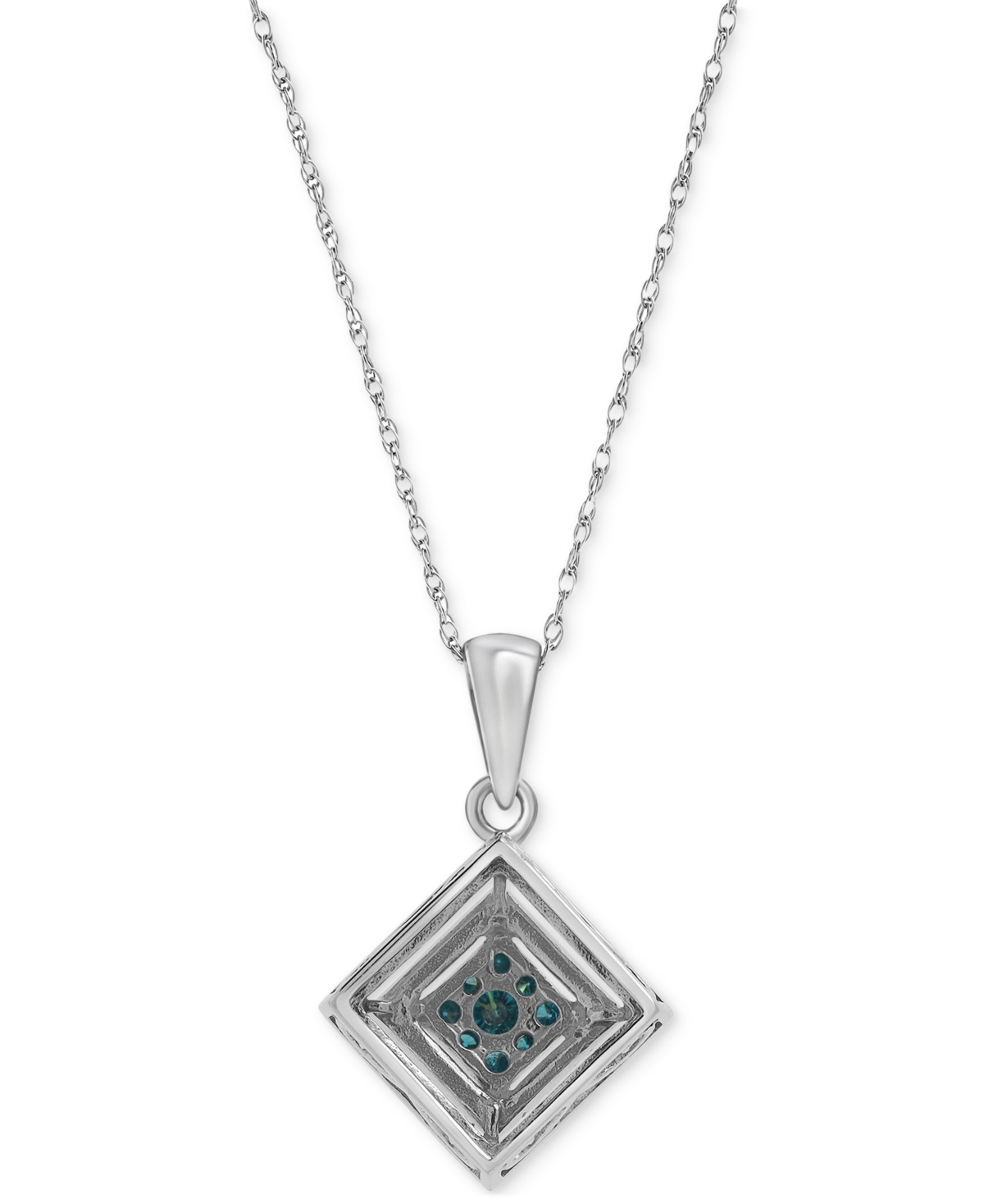 Macy's Blue Diamond (1/5 Ct. T.w.) & White Diamond (1/3 Ct. T.w.) 18" Pendant Necklace In 10k White Gold In White Gold