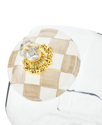 Mocha Check-Lid Clear Glass Cookie Jar