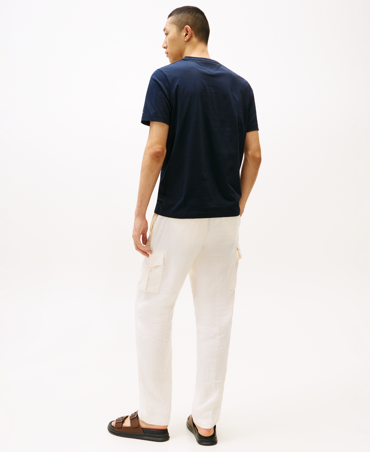 Tommy Hilfiger Men's Relaxed Fit Short Sleeve Outline Flag Logo T-shirt In Desert Sky