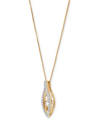 Diamond Marquise 16" Pendant Necklace (1/3 ct. t.w.) in 14k Yellow Gold