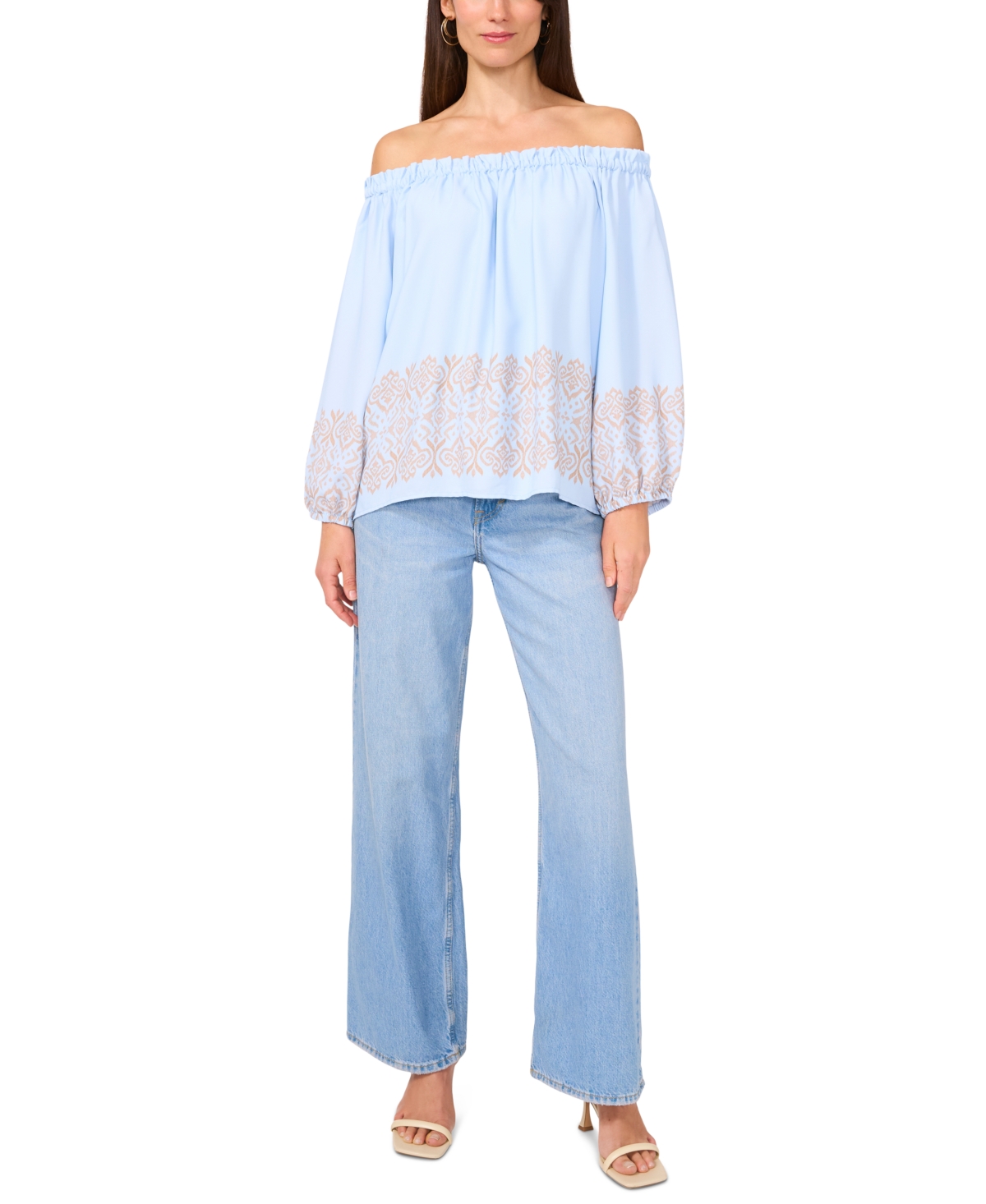 Shop Vince Camuto Women's Printed Off-the-shoulder Top In Frozen
