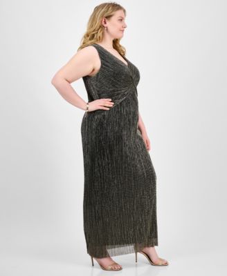 Plus Size Twisted Metallic Jersey Maxi Dress