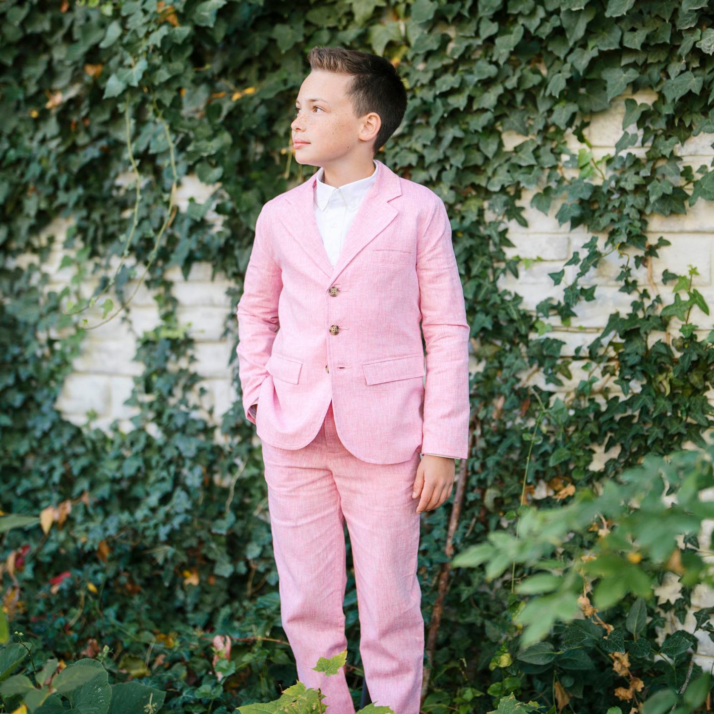 Брюки Hope & Henry Heirloom Linen Suit Pant для мальчиков, цвет: Розовый льняной — фото 7