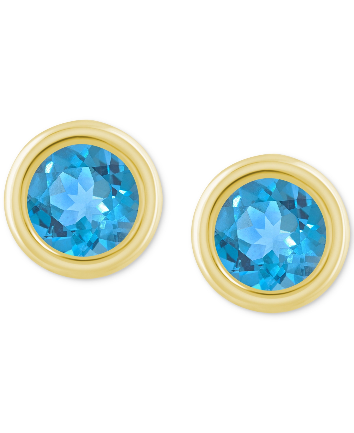 Macy's Lab-created Opal Bezel Stud Earrings (1-1/5 Ct. T.w.) Stud Earrings In 10k Gold (also In Additional In Blue Topaz,gold