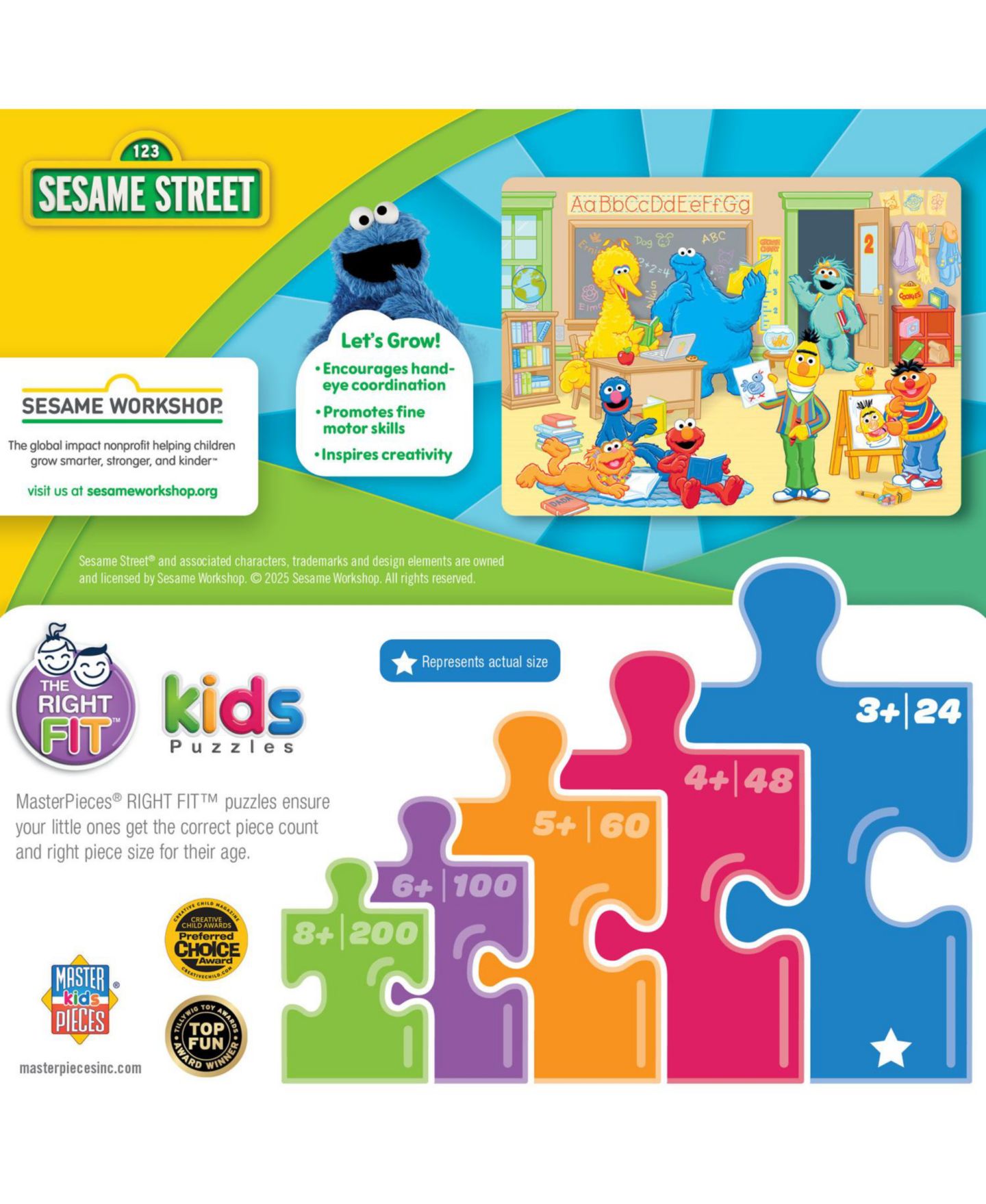 Детский пазл MasterPieces Puzzles Sesame Street School Time 24-Piece Puzzle, Ages 3+ — фото 3