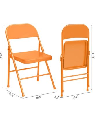 Folding Chairs Set of 2, Foldable Chairs with Metal Frame Hold Up to 350 Pounds, Portable Orange Folding Chairs