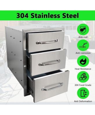 Outdoor Kitchen Drawer, 3-Layers Stainless Steel 14"x20.5"x23" Enclosed Built-in Flush Mount Outdoor Kitchen Access Drawer, BBQ Island for Outdoor Kitchens & BBQ Islands
