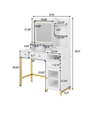 Vanity Desk with Mirror & 3 Color Led Lighted