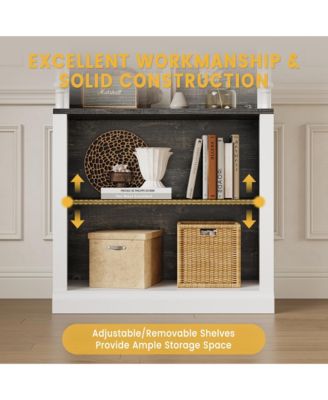 Tall 5-Tier Bookcase with Roman Column Design and Adjustable Lighting for Storage and Display