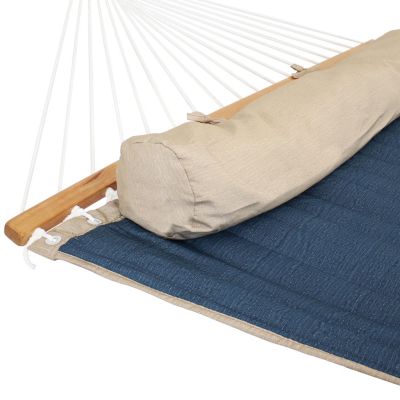 Heavy-Duty 2-Person Quilted Designs Fabric Hammock with Spreader Bars and Detachable Pillow - 440 lb Weight Capacity