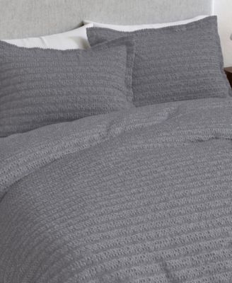 100% Cotton Reversible Honeycomb Waffle / Percale Duvet Cover Set