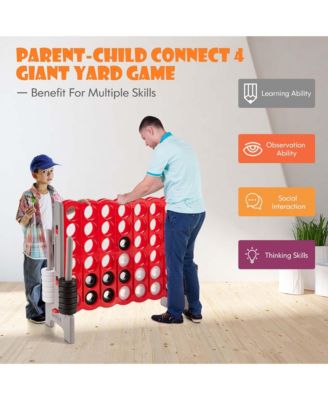 Jumbo 4-to-Score Game Set Giant 4 in A Row Kids Adults w/ 42 Jumbo Rings Red