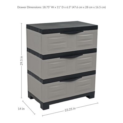 Heavy-Duty Plastic 3-Drawer Storage Cabinet Organizer - 29.5"