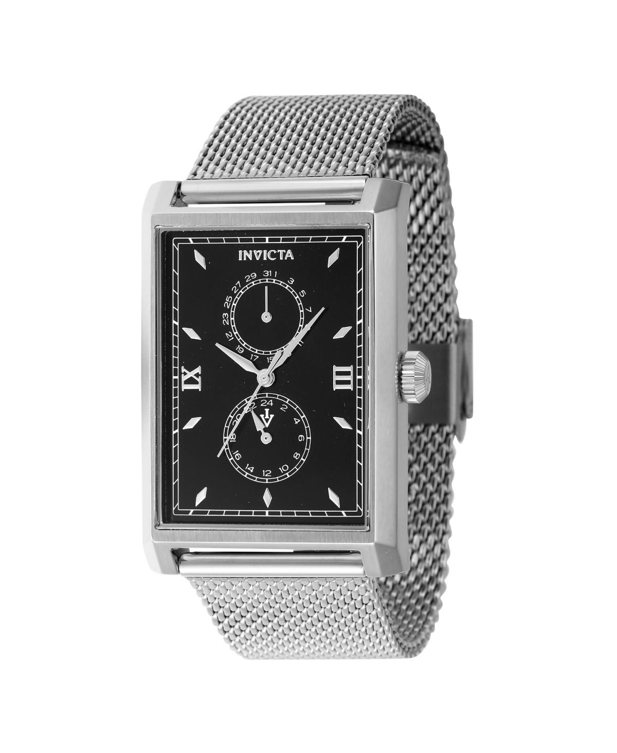 Men's 46860 Vintage Quartz Multifunction Black Dial Watch - Silver