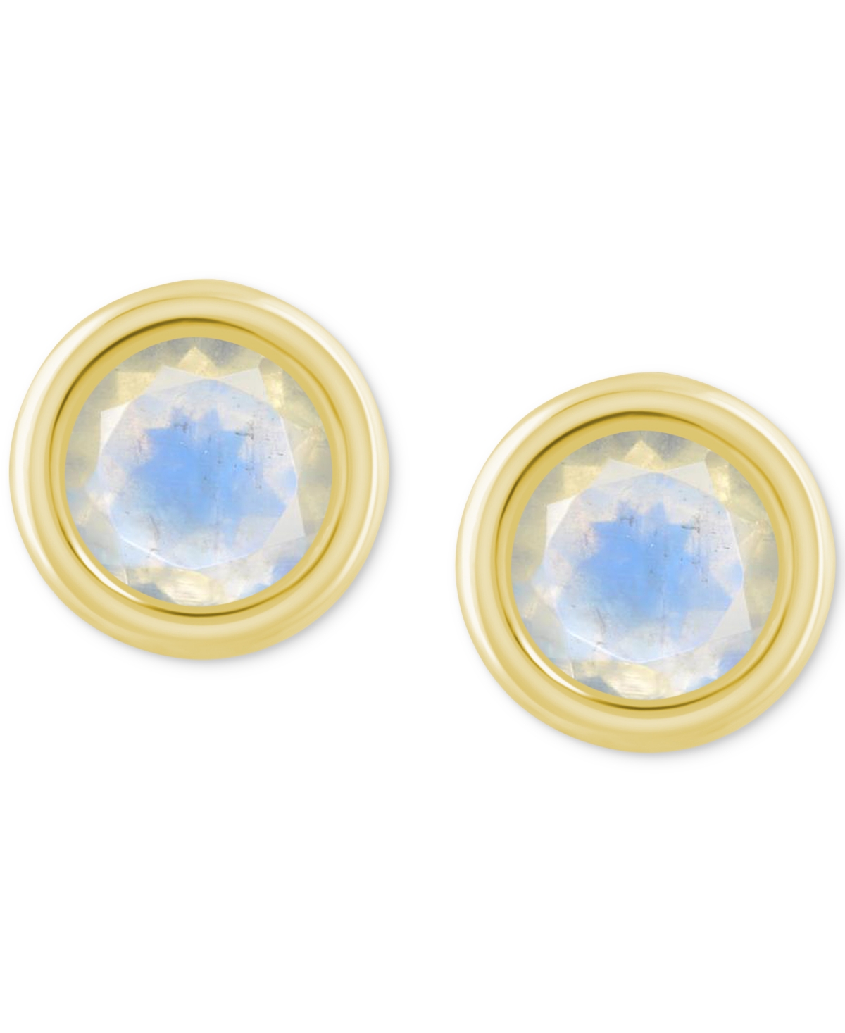 Macy's Lab-created Opal Bezel Stud Earrings (1-1/5 Ct. T.w.) Stud Earrings In 10k Gold (also In Additional In Moonstone,gold