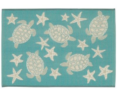 Liora Manne Esencia Turtle Stars Rug Collection In Aqua