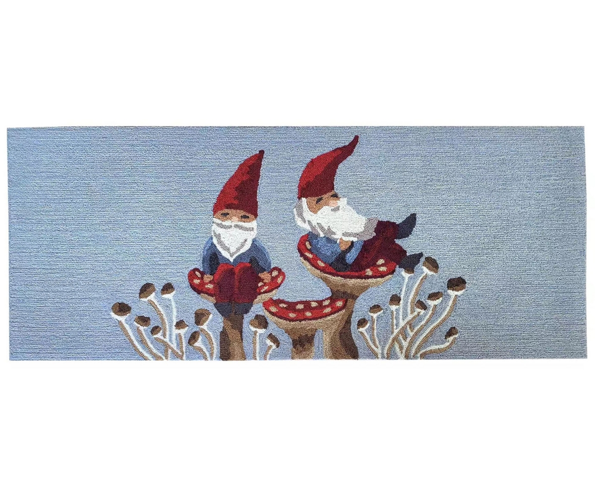 Liora Manne Frontporch Welcome Gnome 2'x5' Runner Area Rug In Blue