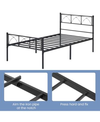 Twin Size Metal Bed Frame, Platform Bed Frame with Headboard and Footboard
