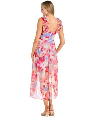 R & M Richards Women's Printed Chiffon Midi Dress
