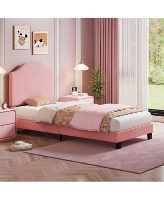 Twin Size Velvet Bed Frame, Corduroy Upholstered Twin Bed Frames Platform