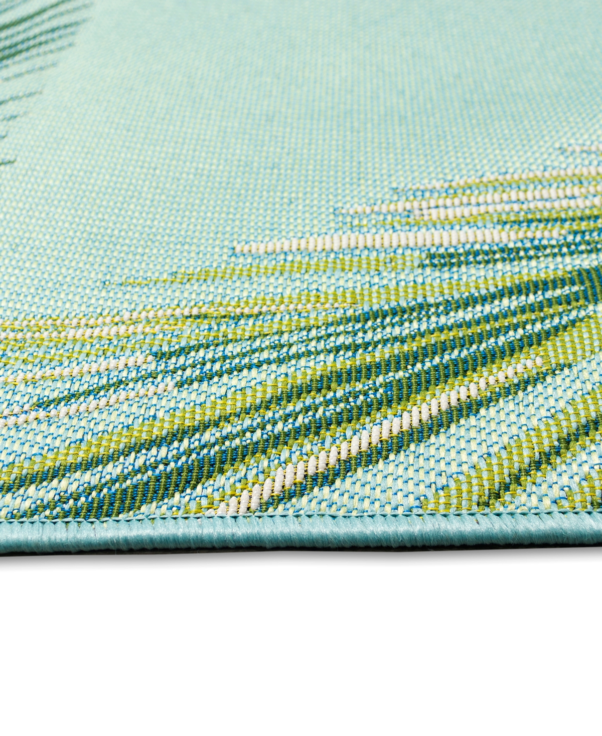Liora Manne Marina Palm Border 4'10"x7'6" Area Rug In Aqua