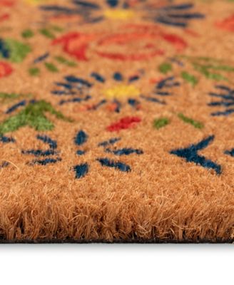 Natura Block Print Flowers 1'6"x2'6" Area Rug