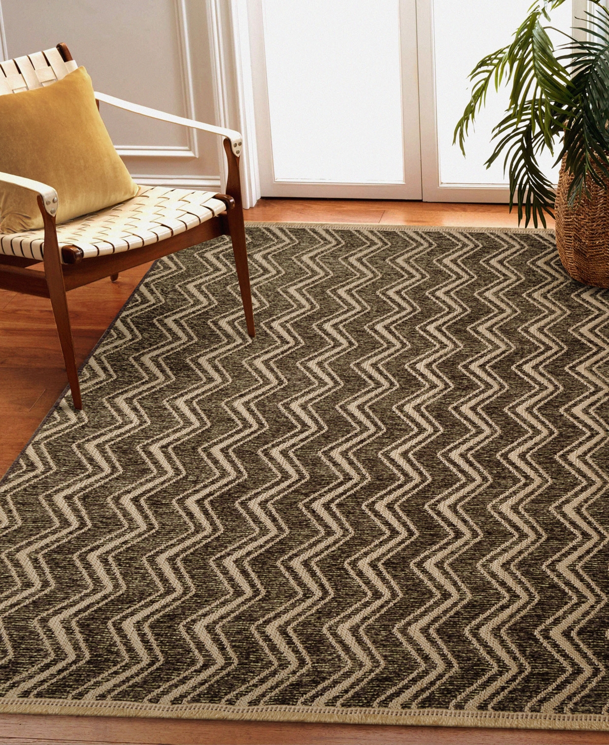 Liora Manne Mercer Zigzag 6'6"x9'4" Area Rug In Brown,tan