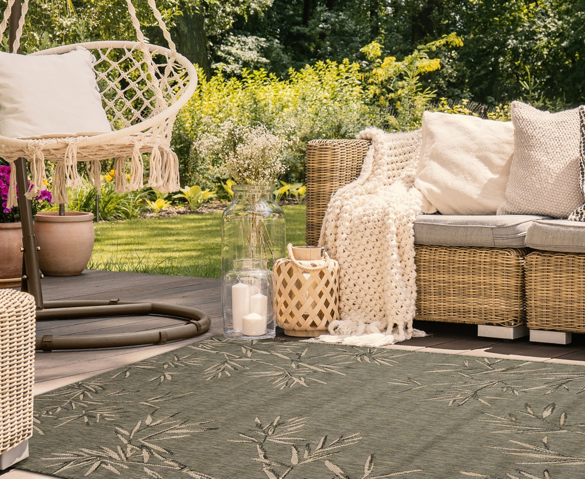 Liora Manne Carmel Border 7'10"x9'10" Area Rug In Green