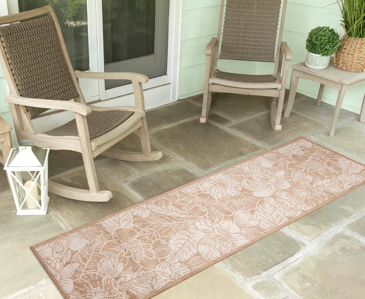 Liora Manne Carmel Botanical 1'11"x4'11" Runner Area Rug In Sand