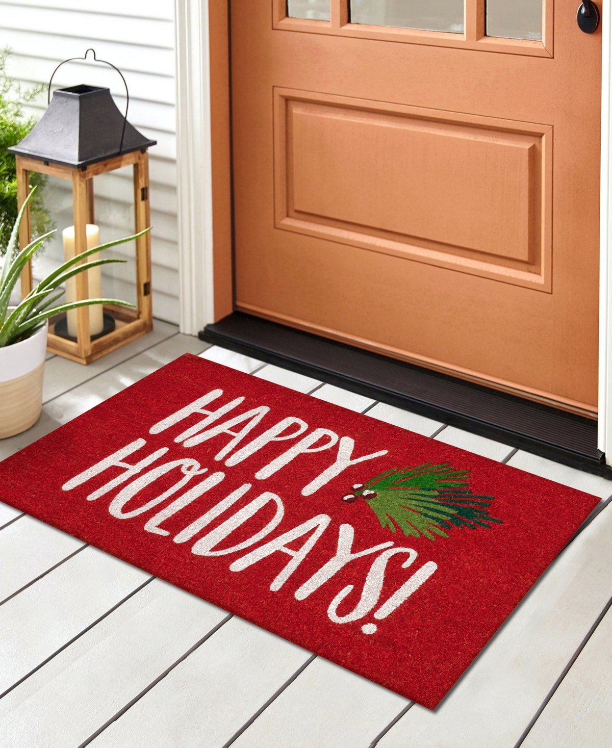 Liora Manne Natura Happy Holidays Holly 1'6"x2'6" Area Rug In Red