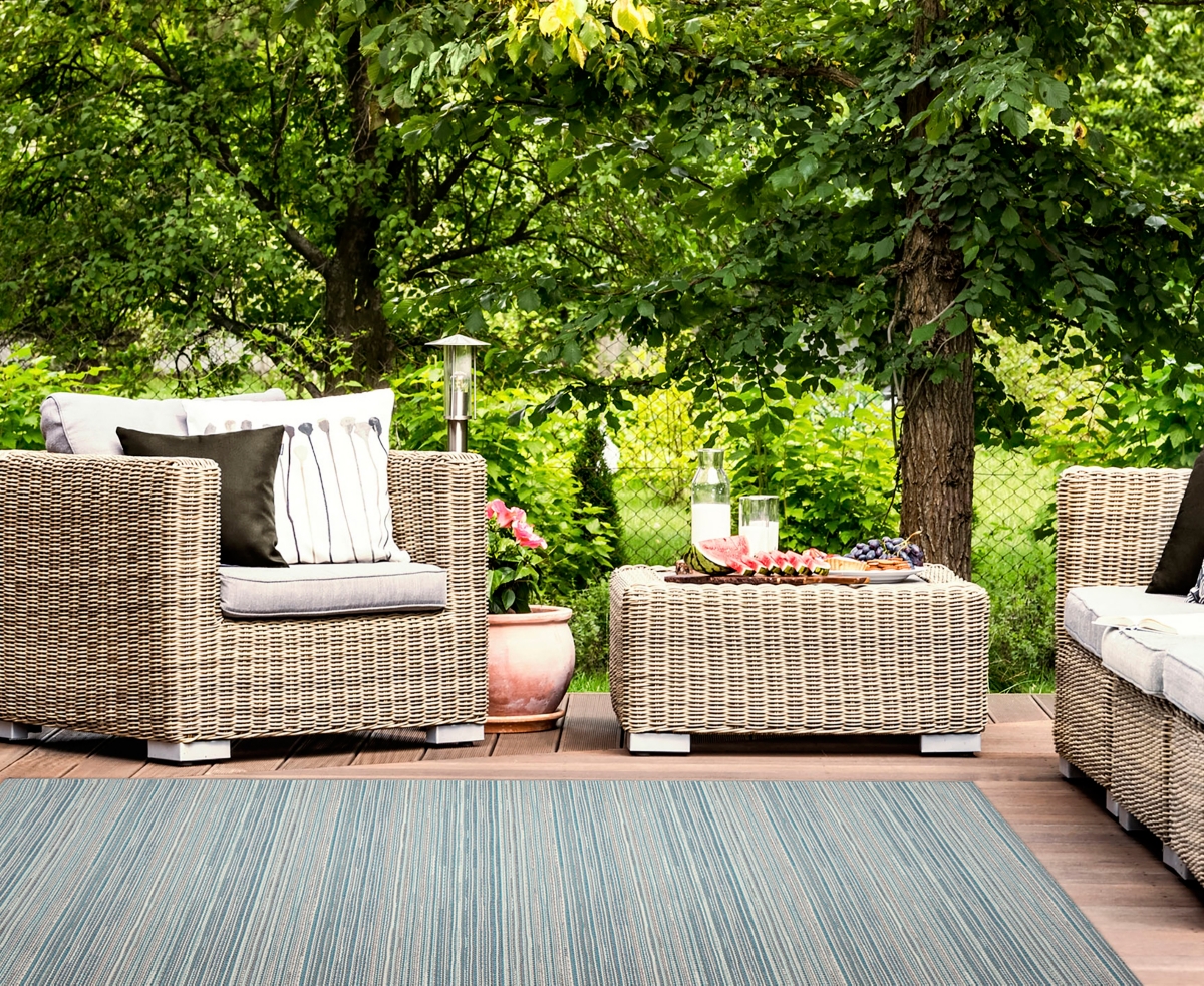 Liora Manne Miranda Tweed Stripe 7'10"x9'10" Area Rug In Blue