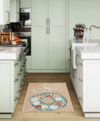Liora Manne Frontporch Joyous Wreath Rug Collection In Tan