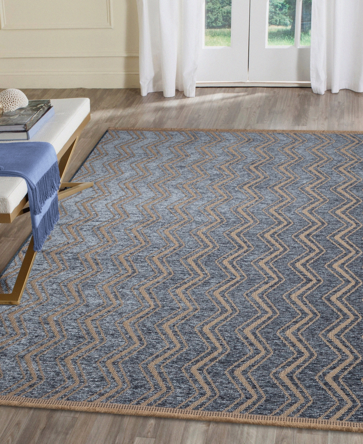 Liora Manne Mercer Zigzag 6'6"x9'4" Area Rug In Blue