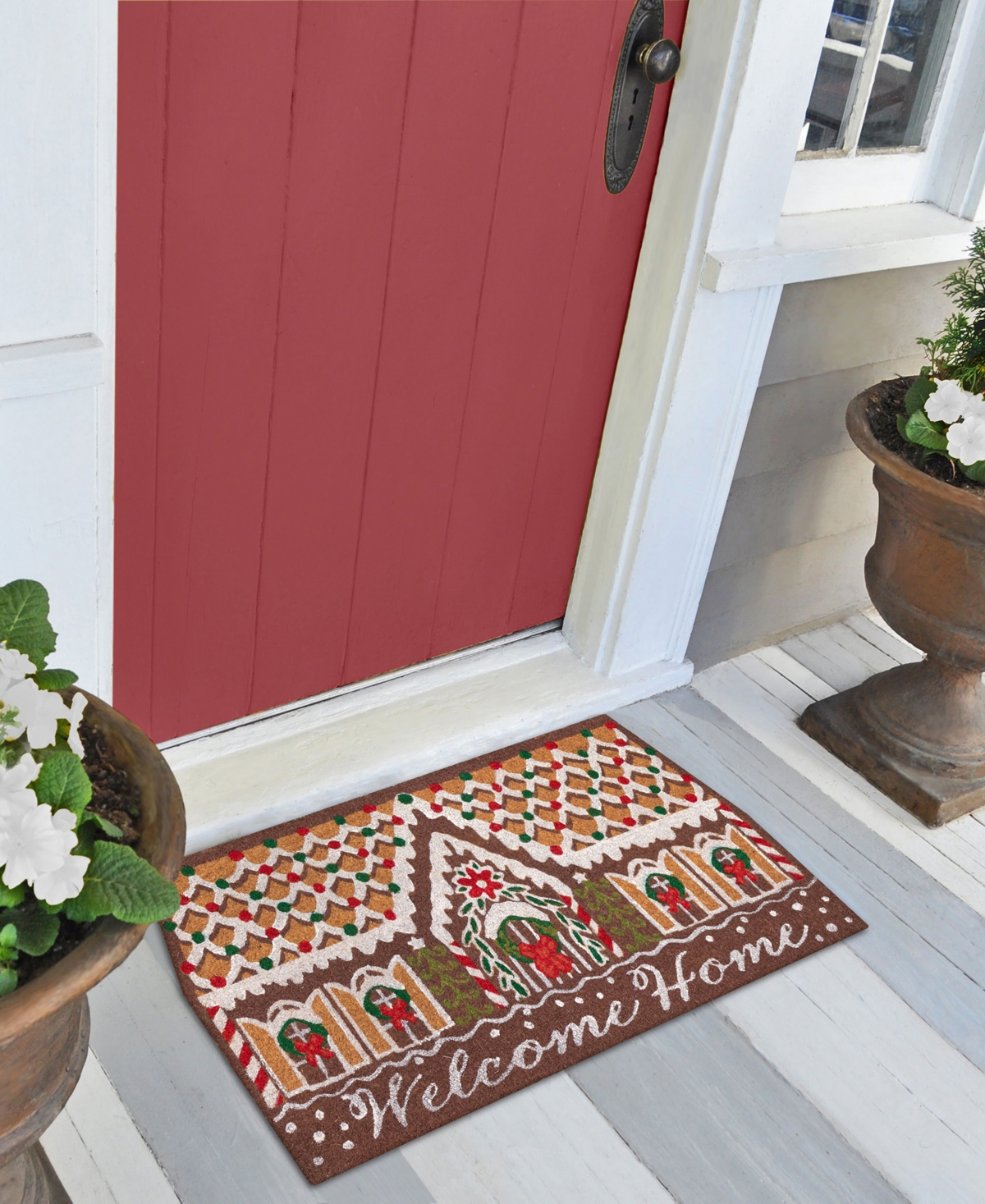 Liora Manne' Natura Gingerbread House Welcome 1'6"x2'6" Area Rug