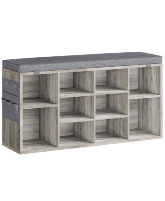 41 Inches Entryway Shoe Storage Cabinet Bench with 10 Cubbies,Shoe Rack with Cushion