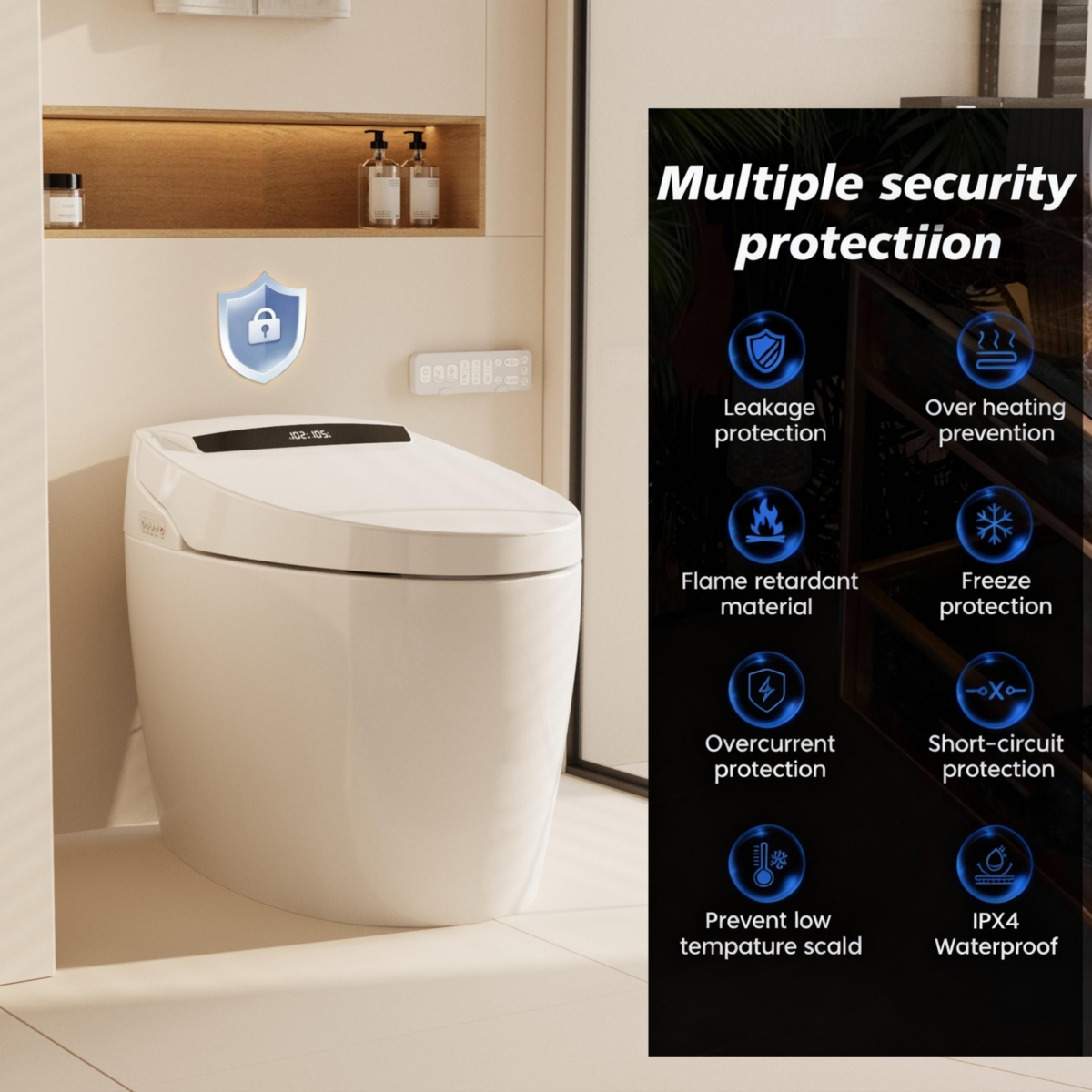 Lalahoo Electric Bidet Toilet Seat, Auto Open & Close Lid, Heated Toilet Seat with Thermostatic Warm Water & Dryer