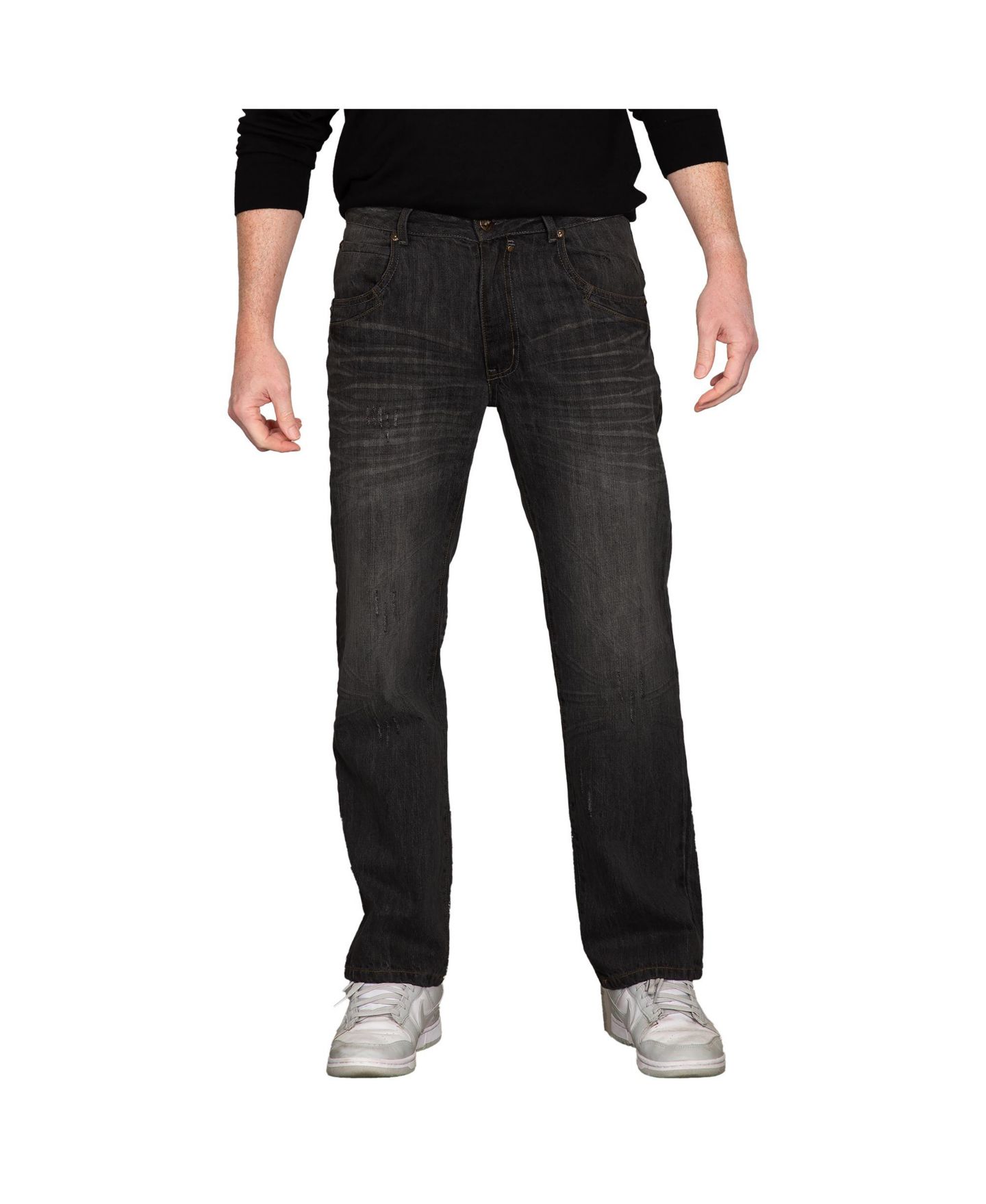 Мужские джинсы Level 7 Utility Pocket Relaxed Bootcut Premium Denim Jean, цвет: Чёрный — фото 1