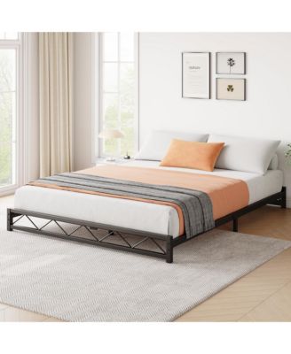 Queen Size Metal Platform Bed Frame,Low Bed Frame with Steel Slat Support, Mattress Foundation, No Box Spring Needed, Easy Assembly